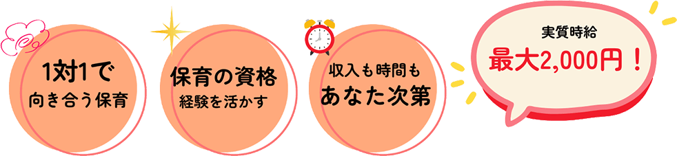 1対1で向き合う保育　保育の資格経験を活かす　収入も時間もあなた次第